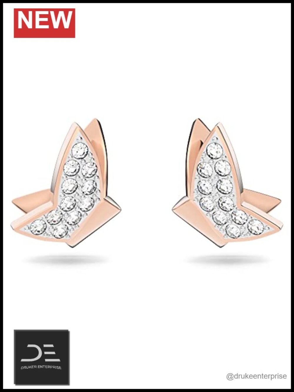 Swarovski Butterfly Stud Earrings Rose-Gold Plated Pavé